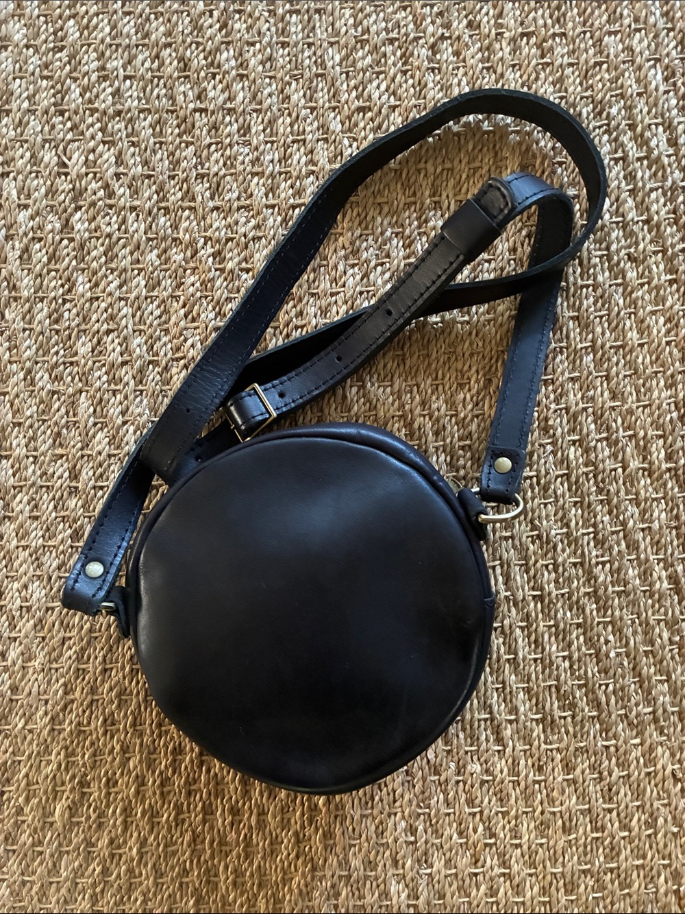 Portland Leather Black Round Crossbody Bag - Small - Picture 4 of 7
